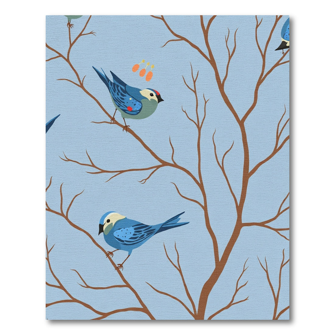 Blue Birds on Bare Branches Rug