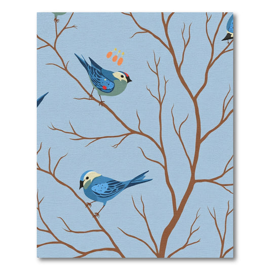 Blue Birds on Bare Branches Rug