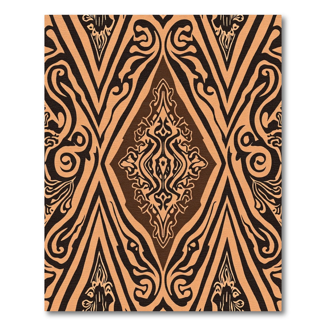 Rich Amber Damask Geometric Overlay Rug
