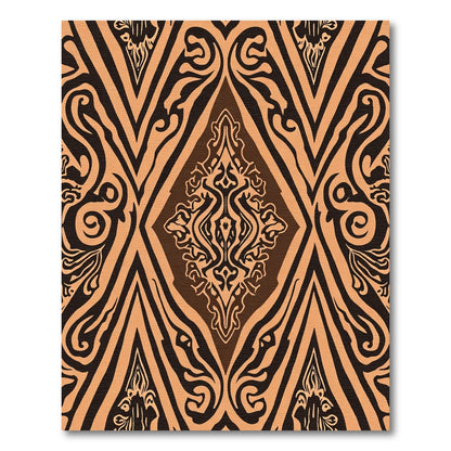 Rich Amber Damask Geometric Overlay Rug