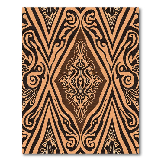 Rich Amber Damask Geometric Overlay Rug
