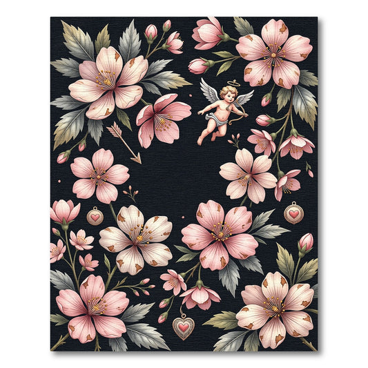 Romantic Pink Cherry Blossom Cupid Rug