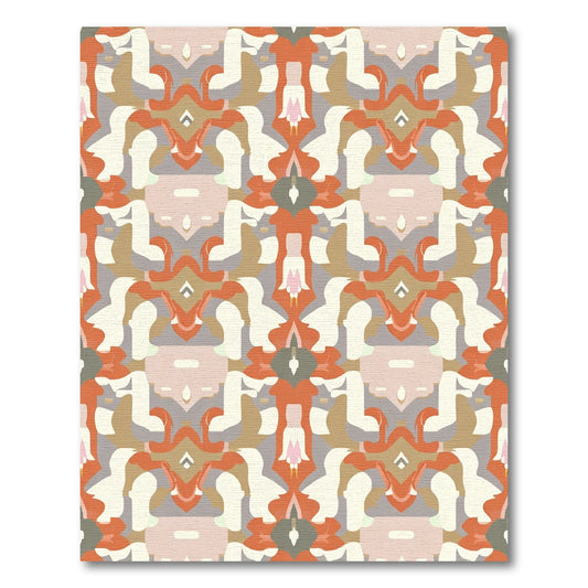 Terracotta Floral Mirrored Abstraction Rug