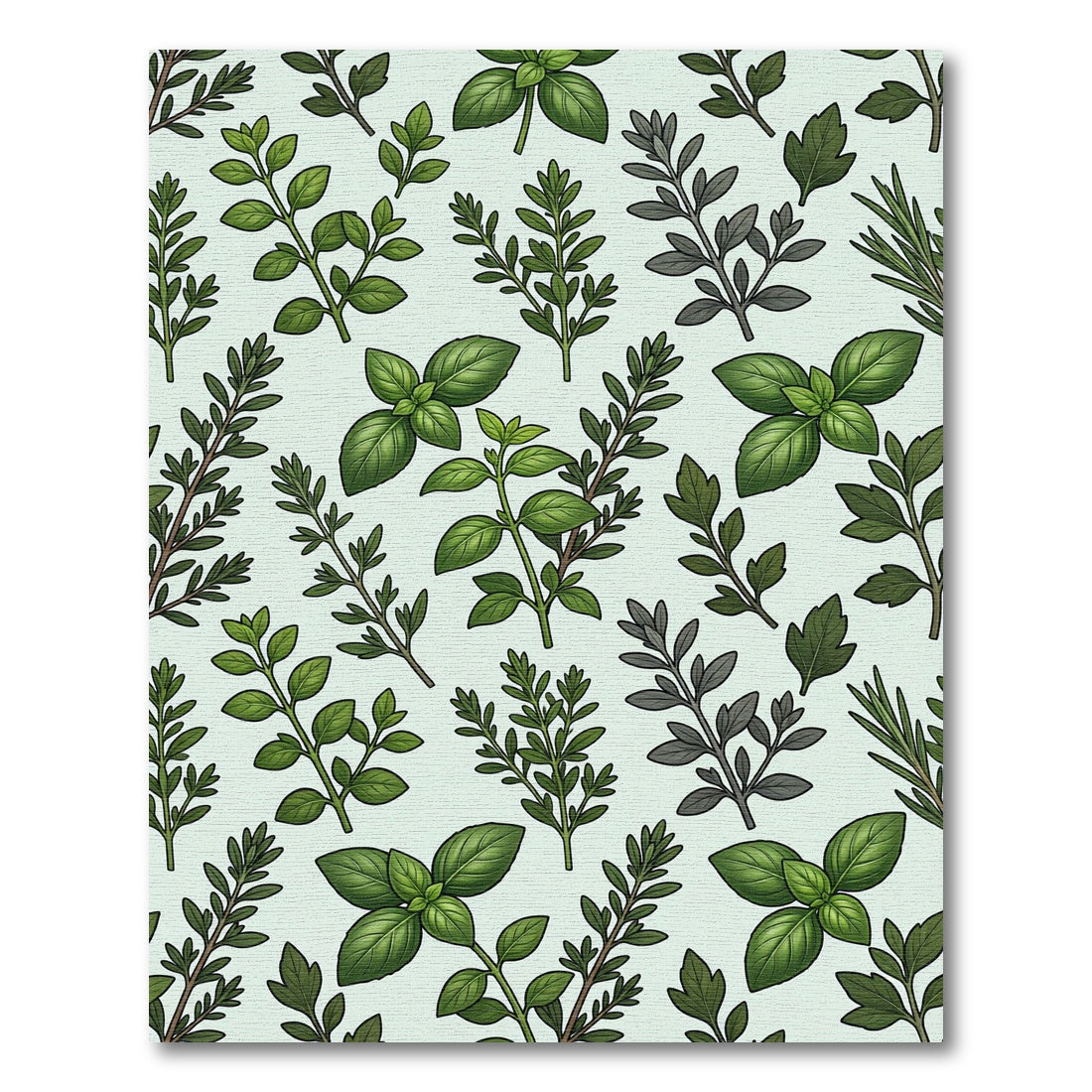 Botanical Sage Green Culinary Herb Illustration Rug