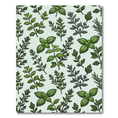 Botanical Sage Green Culinary Herb Illustration Rug