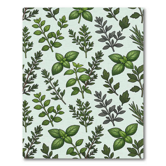 Botanical Sage Green Culinary Herb Illustration Rug