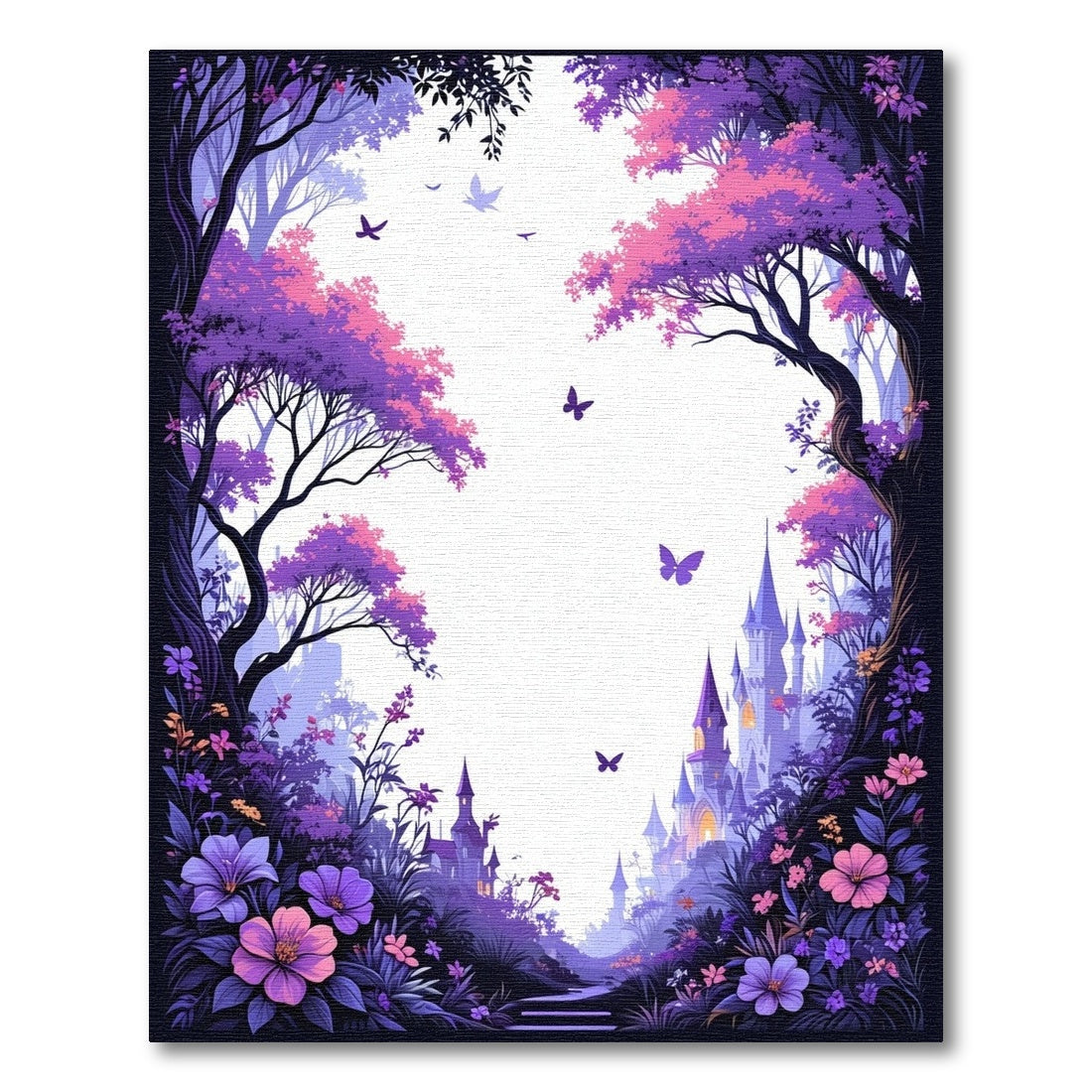 Dreamy Purple Forest Castle Butterflies Rug