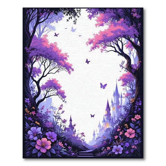 Dreamy Purple Forest Castle Butterflies Rug