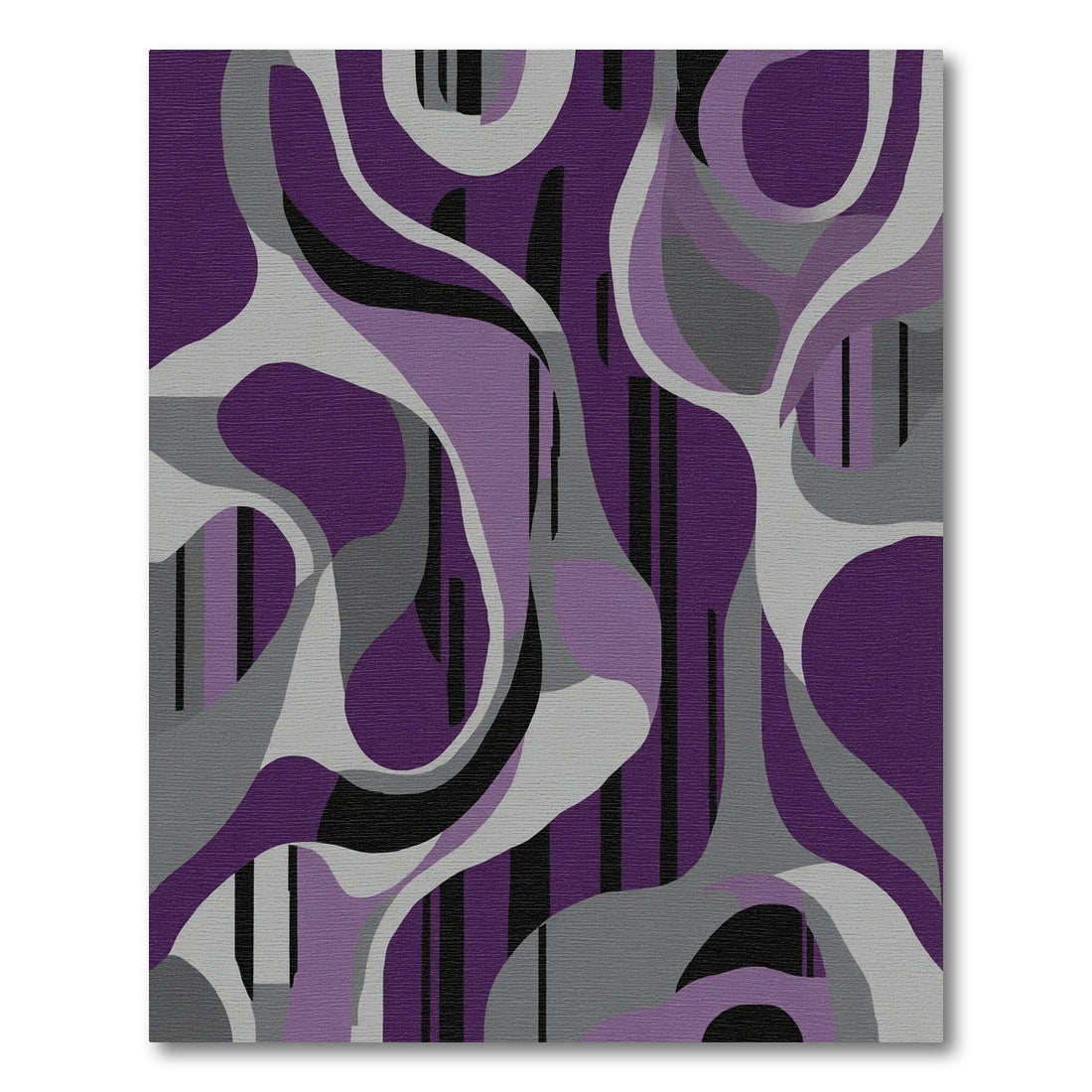 Purple Gray Abstract Flowing Shapes Rug