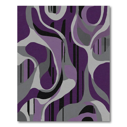 Purple Gray Abstract Flowing Shapes Rug