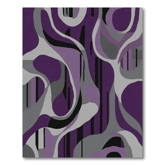 Purple Gray Abstract Flowing Shapes Rug