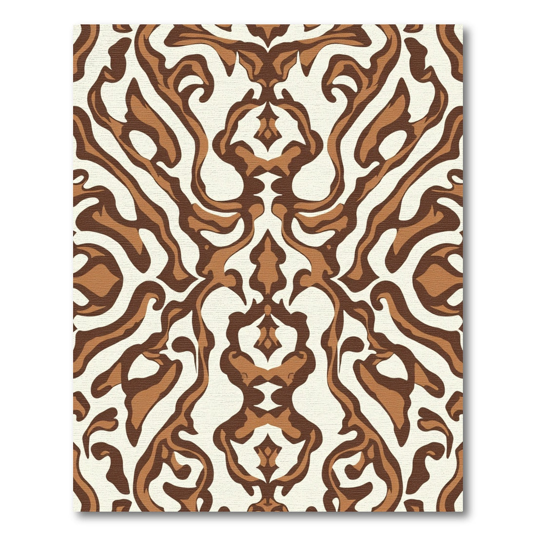 Brown and Ivory Organic Swirl Damask Rug