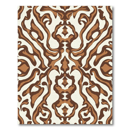 Brown and Ivory Organic Swirl Damask Rug