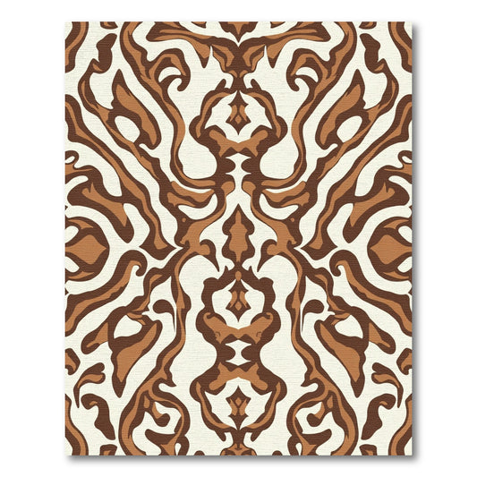 Brown and Ivory Organic Swirl Damask Rug