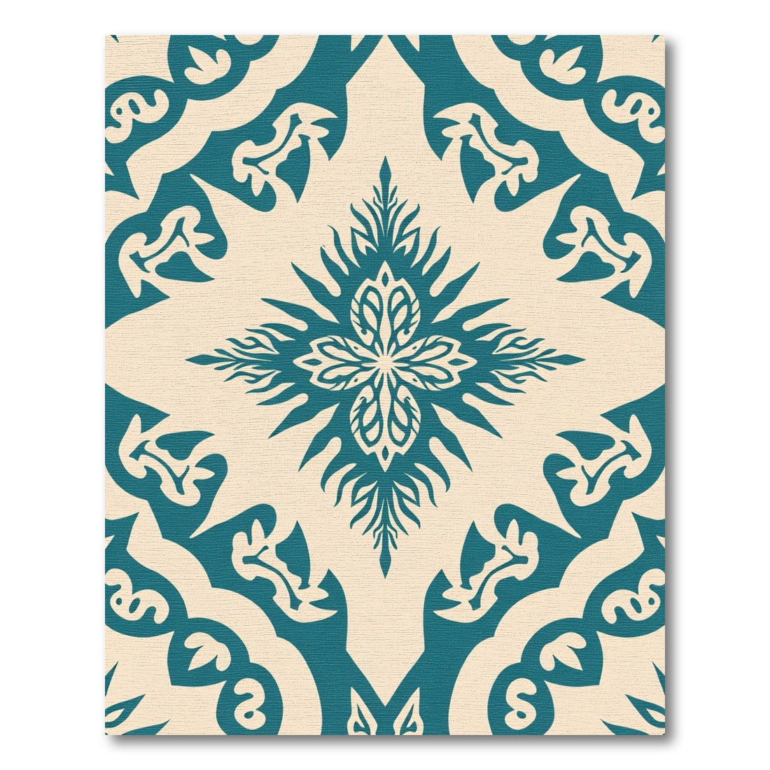 Teal Ivory Mandala Floral Rug