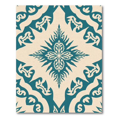 Teal Ivory Mandala Floral Rug