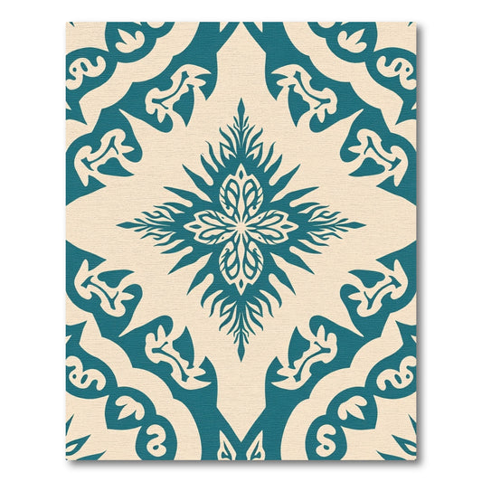 Teal Ivory Mandala Floral Rug