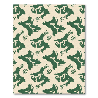 Deep Green Abstract Organic Swirl Rug
