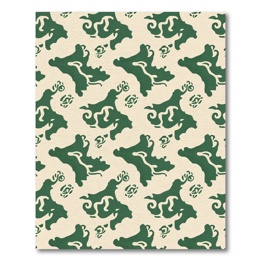 Deep Green Abstract Organic Swirl Rug
