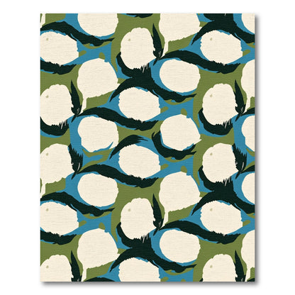 Cream White Abstract Botanical Composition Rug