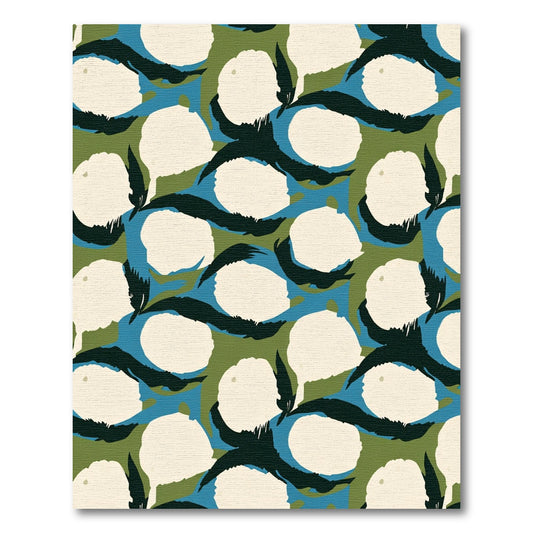Cream White Abstract Botanical Composition Rug