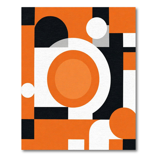 Bold Orange Black Geometric Circles Rug