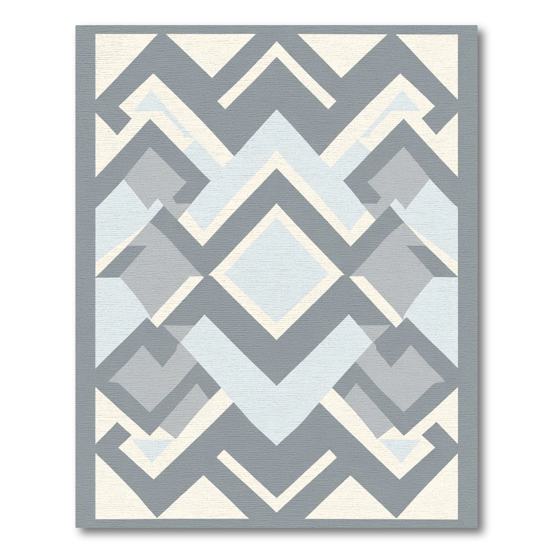 Gray Abstract Geometric Layered Rug