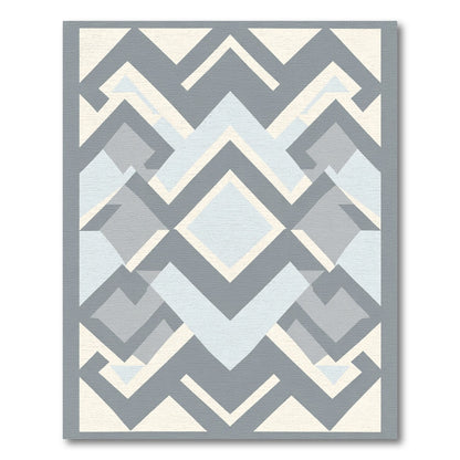 Gray Abstract Geometric Layered Rug