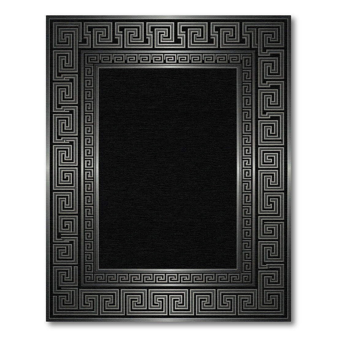 Silver Greek Key Border Rug