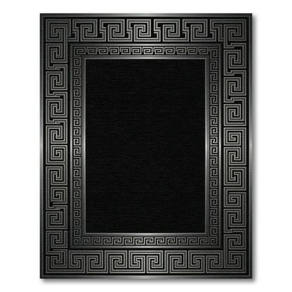 Silver Greek Key Border Rug