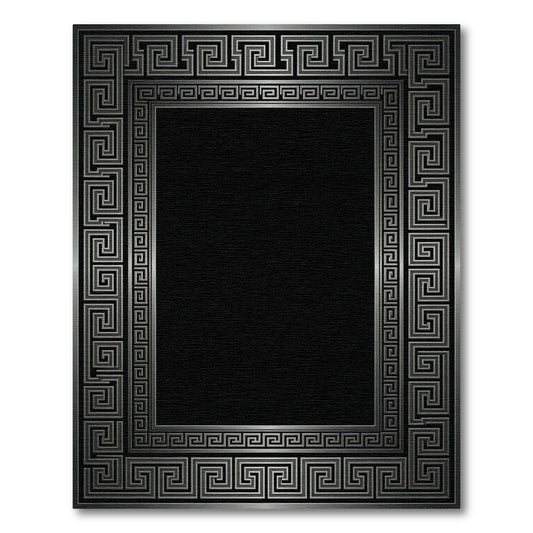 Silver Greek Key Border Rug