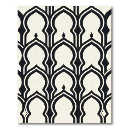 Monochrome Geometric Moorish Arch Rug