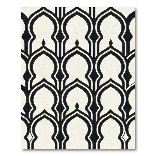 Monochrome Geometric Moorish Arch Rug