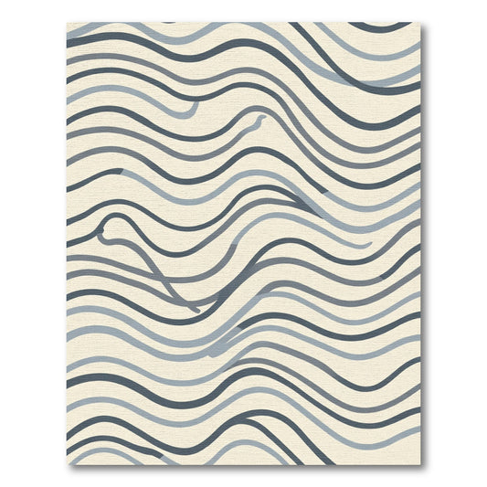 Neutral Wave Curve Lines Rug
