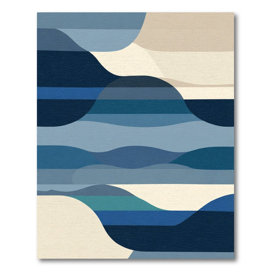 Coastal Wave Abstract Blue Geometric Rug