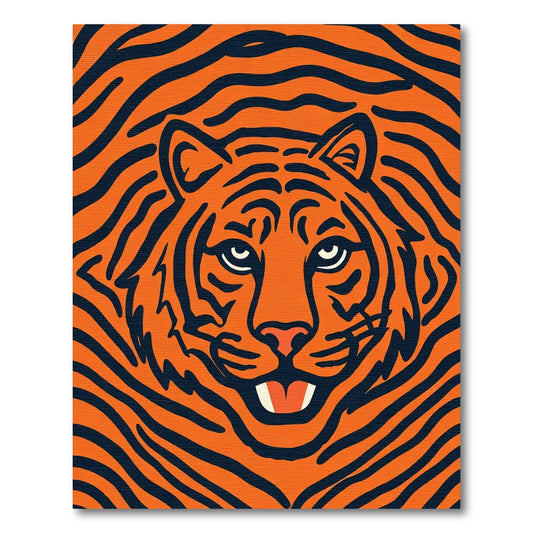 Bold Orange And Black Tiger Face Rug
