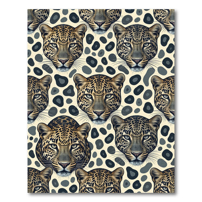 Golden Leopard Face Repeating Cream Spot Rug