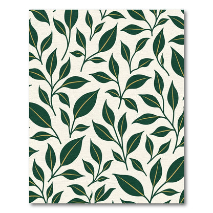 Elegant Forest Green Leaf Branches Rug