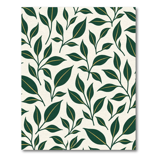 Elegant Forest Green Leaf Branches Rug