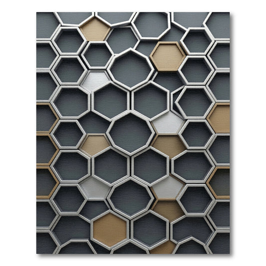 Modern Industrial Bronze Gray Geometric Hexagon Rug
