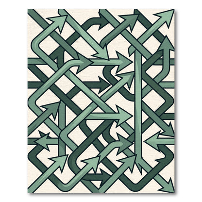 Sage Interconnecting Geometric Arrow Linear Rug