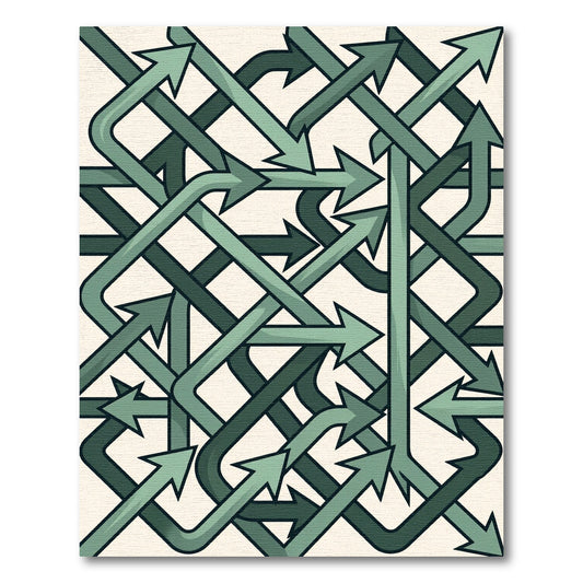 Sage Interconnecting Geometric Arrow Linear Rug