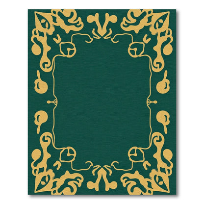 Emerald Gold Organic Scroll Frame Rug