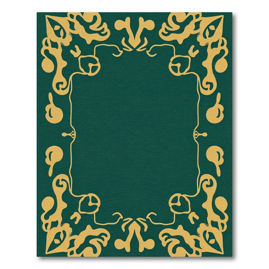 Emerald Gold Organic Scroll Frame Rug