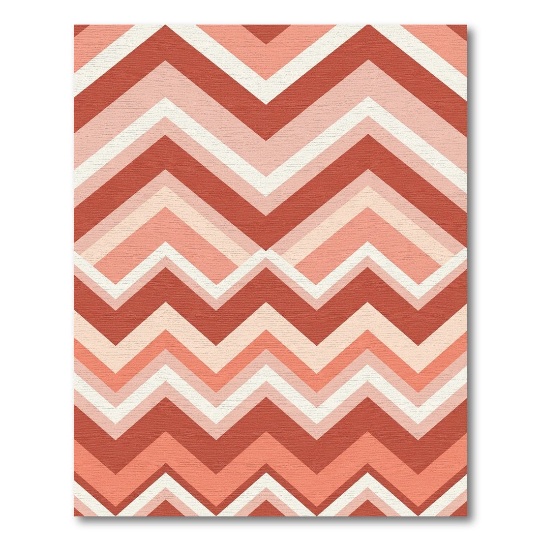 Coral Chevron Stripes Gradient Rug