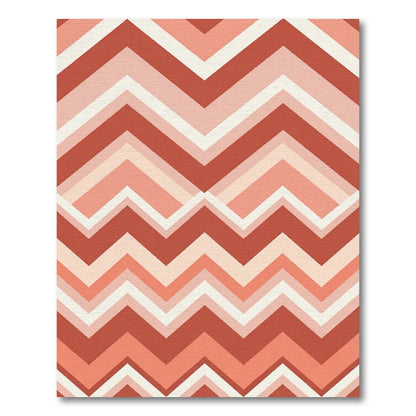 Coral Chevron Stripes Gradient Rug