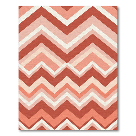 Coral Chevron Stripes Gradient Rug