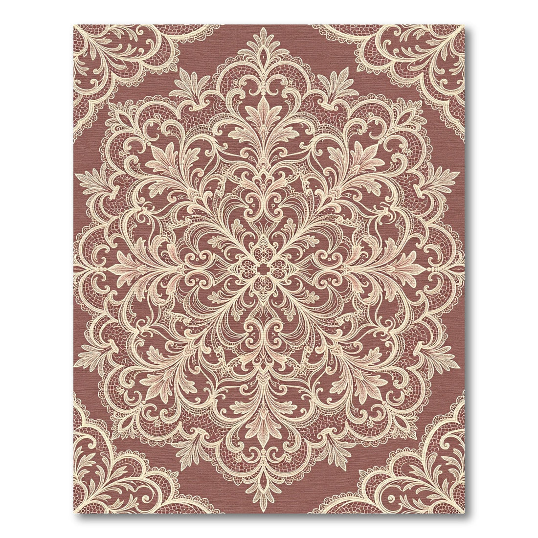 Rose Ochre Lace Mandala Rug