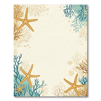 Golden Starfish Blue Coral Scatter Rug