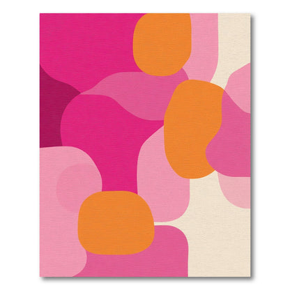 Vibrant Pink Orange Abstract Shapes Rug
